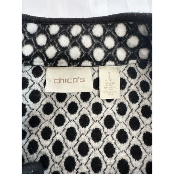 Chicos Classy Wool Blend Short Jacket Womens Black/White SZ 0 Very Gd Condition - Picture 10 of 12